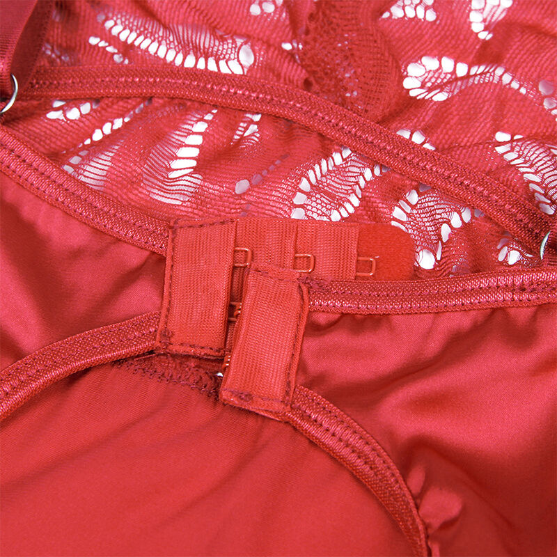 SUBBLIME - SATIJNEN BABYDOLL MET KANT ROOD L/XL