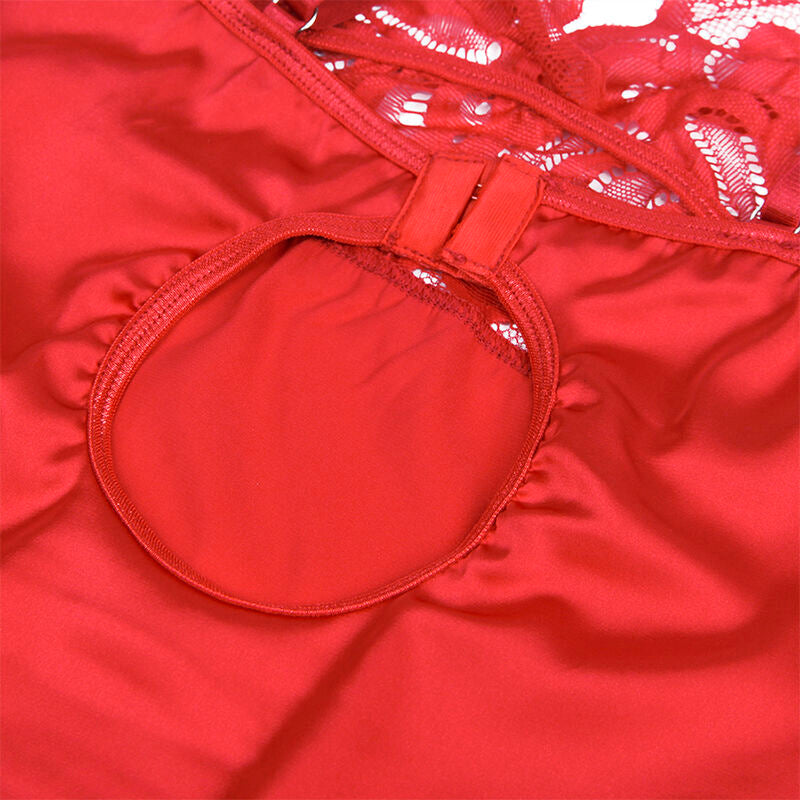 SUBBLIME - SATIJNEN BABYDOLL MET KANT ROOD L/XL