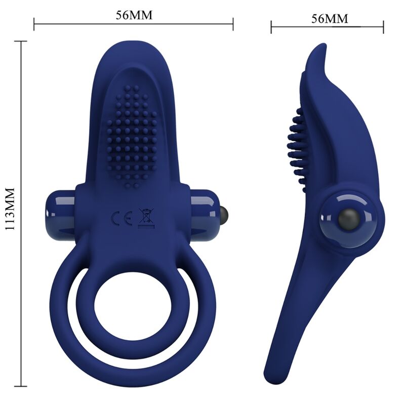 PRETTY LOVE - BRONSON DOUBLE BAGUE AVEC VIBRATION BLEU