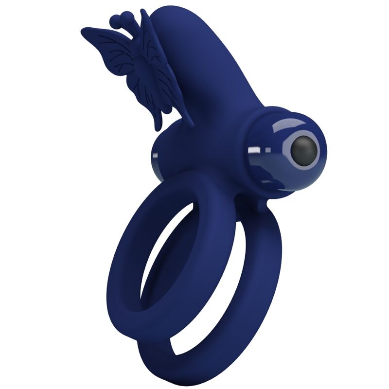 PRETTY LOVE - JAMELE DOUBLE ANNEAU AVEC VIBRATION &amp; STIMULATEUR PAPILLON BLEU