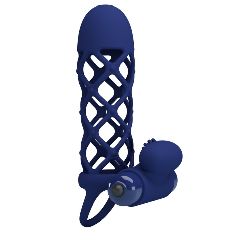 PRETTY LOVE - ANNEAU VIBRATEUR GIANN AVEC REVÊTEMENT EN SILICONE BLEU