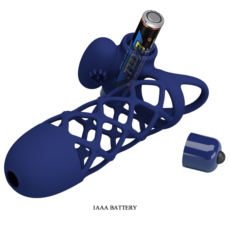 PRETTY LOVE - ANNEAU VIBRATEUR GIANN AVEC REVÊTEMENT EN SILICONE BLEU