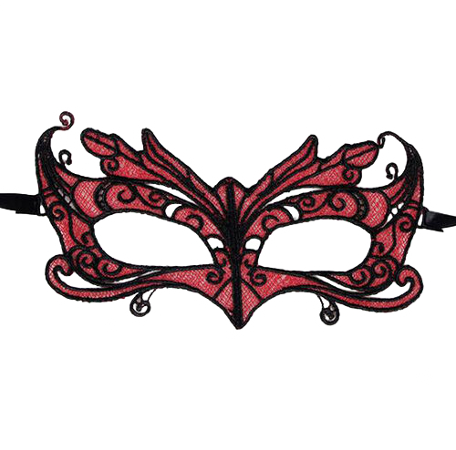 QUEEN LINGERIE - MASQUE EN DENTELLE AVEC DÉTAILS ROUGES