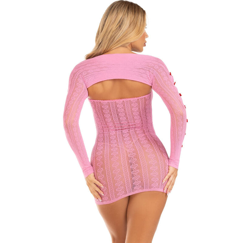 LEG AVENUE - ROBE COEUR ET NOEUDS ROSE TAILLE UNIQUE