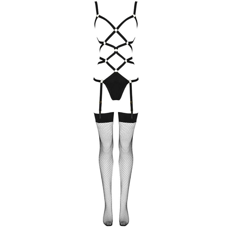 LIVCO CORSETTI FASHION - THIARA LC 20213 ENSEMBLE BODY + BAS NOIR L/XL