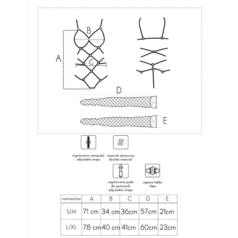 LIVCO CORSETTI FASHION - THIARA LC 20213 ENSEMBLE BODY + BAS NOIR L/XL