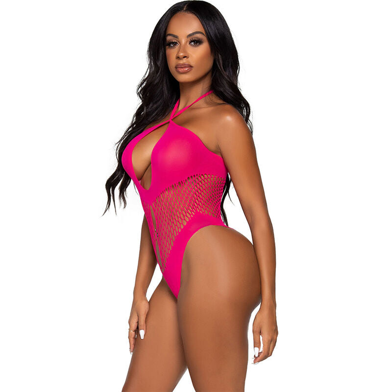LEG AVENUE - OPEN CROSS-NECK BODYSUIT, ROZE