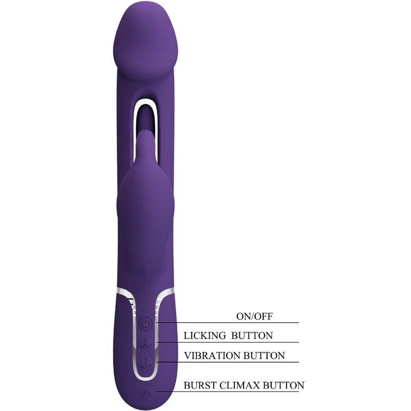 PRETTY LOVE - KAMPAS RABBIT VIBRATEUR MULTIFONCTION 3 EN 1 AVEC LANGUE VIOLET