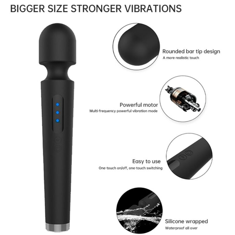 ARMONY - X POWER GROTE MASSAGER &amp; VIBRATOR 7 VIBRATIES ZWART