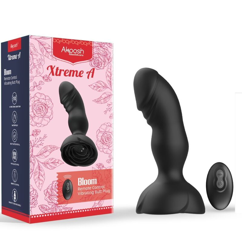 ARMONY - EXTREME A BLOOM ROSE VIBRATEUR &amp; PLUG ANAL TÉLÉCOMMANDE NOIR