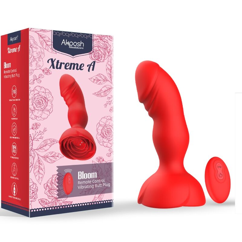 ARMONY - EXTREME A BLOOM ROSE VIBRATOR &amp; ANAAL PLUG MET AFSTANDSBEDIENING ROOD