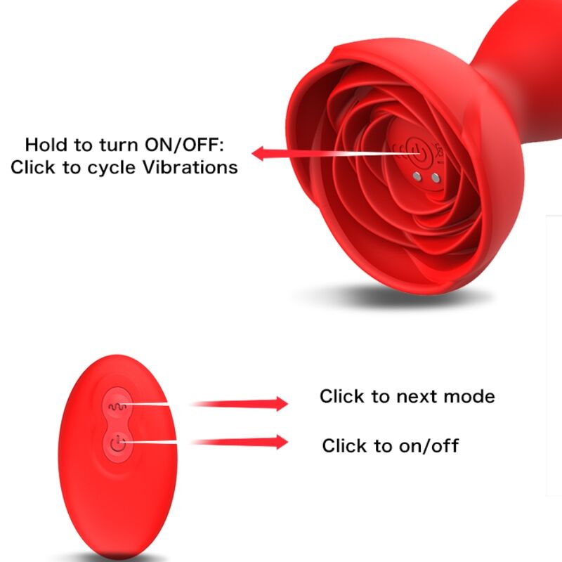 ARMONY - EXTREME A BLOOM ROSE VIBRATEUR &amp; PLUG ANAL TÉLÉCOMMANDE ROUGE