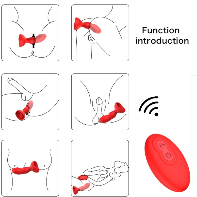 ARMONY - EXTREME A BLOOM ROSE VIBRATOR &amp; ANAAL PLUG MET AFSTANDSBEDIENING ROOD