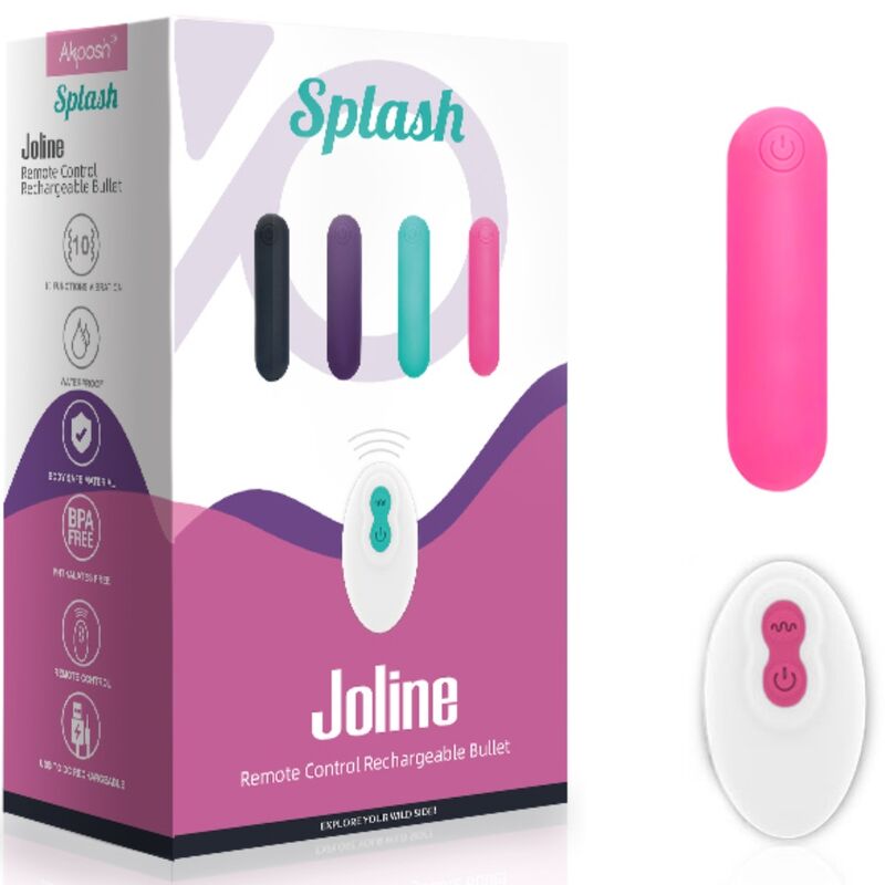 ARMONY - SPLASH JOLINE VIBRATEUR BULLET SILICONE TÉLÉCOMMANDE 10 VIBRATIONS 65 X 15 CM ROSE