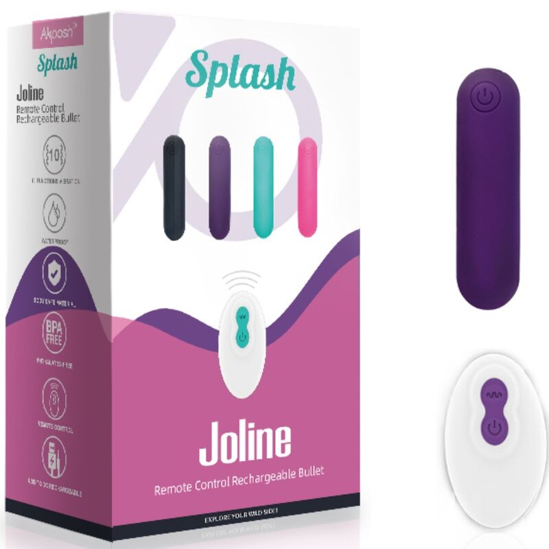 ARMONY - SPLASH JOLINE VIBRATEUR BULLET SILICONE TÉLÉCOMMANDE 10 VIBRATIONS 6,5 X 1,5 CM VIOLET