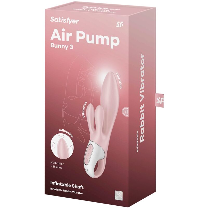 SATISFYER - LUCHTPOMP BUNNY 3 OPBLAASBARE KONIJN VIBRATOR ROZE
