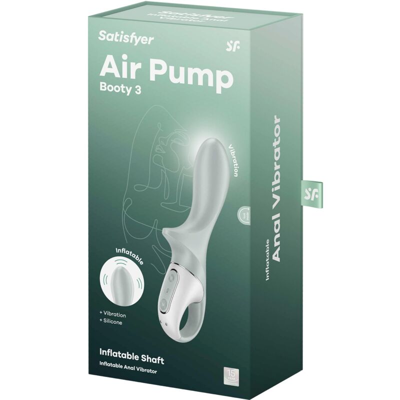 SATISFYER - LUCHTPOMP BOOTY 3 OPBLAASBARE ANALVIBRATOR GRIJS GROEN