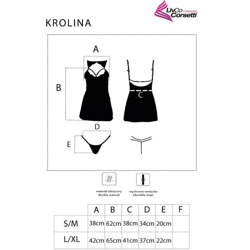 LIVCO CORSETTI FASHION - KROLINA LC 90734 CHEMISE + TANGA ZWART L/XL