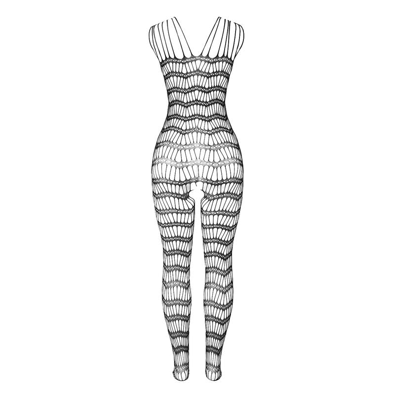 SUBBLIME - 951696 Kruisloze mesh bodystocking met schouderbanden zwart one size