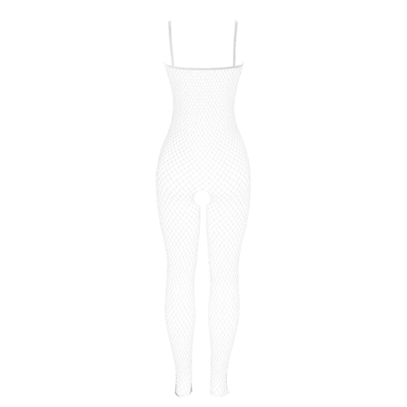 SUBBLIME - 951740 BODYSTOCKING MESH BLANC AVEC NOEUDS À L'ENTREJAMBE TAILLE UNIQUE