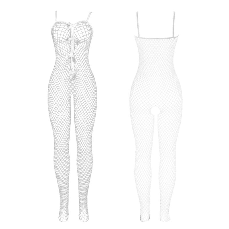 SUBBLIME - 951740 BODYSTOCKING MESH BLANC AVEC NOEUDS À L'ENTREJAMBE TAILLE UNIQUE