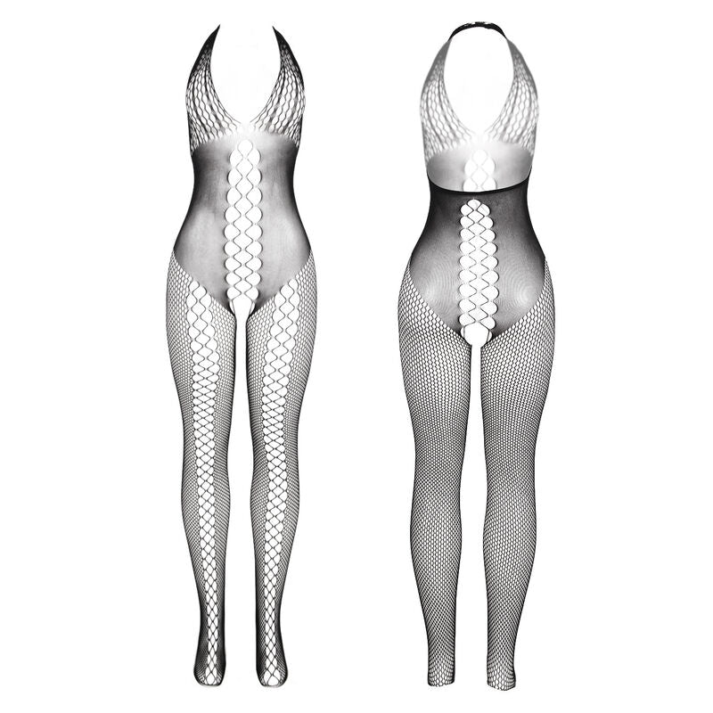 SUBBLIME - 951832 BODYSTOCKING MET OPEN RUG EN KRUISDETAILS ZWART ONE SIZE