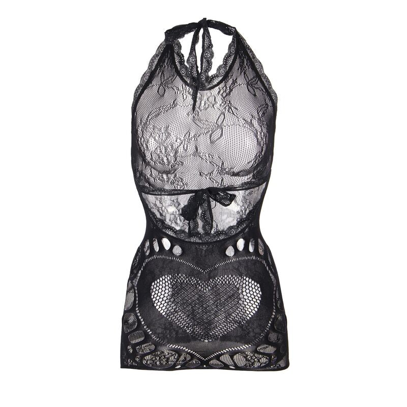 SUBBLIME - 952075 ROBE COURTE EN MAILLE AVEC DOS ET DÉTAIL CŒUR NOIR TAILLE UNIQUE