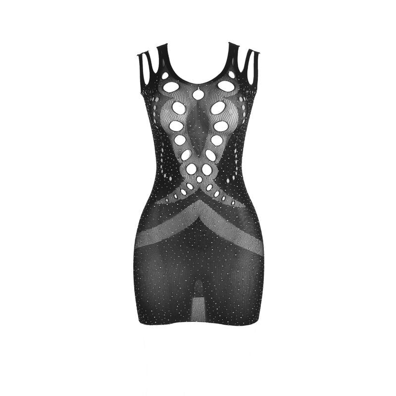 SUBBLIME - 952198 MESH JURK MET DIAMANTEN ZWART ONE SIZE