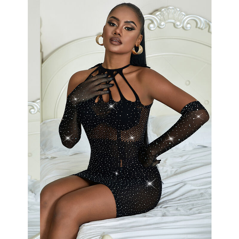 SUBBLIME - 952235 ROBE EN MAILLE AVEC STRASS NOIR TAILLE UNIQUE