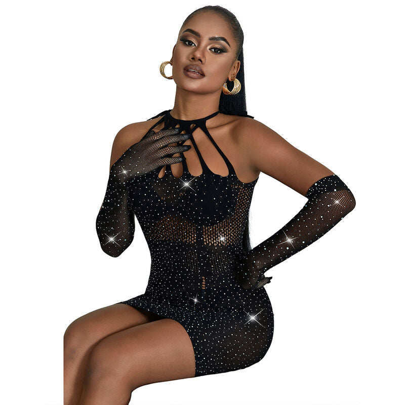 SUBBLIME - 952235 ROBE EN MAILLE AVEC STRASS NOIR TAILLE UNIQUE