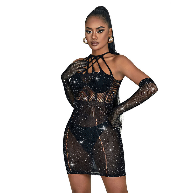 SUBBLIME - 952235 ROBE EN MAILLE AVEC STRASS NOIR TAILLE UNIQUE
