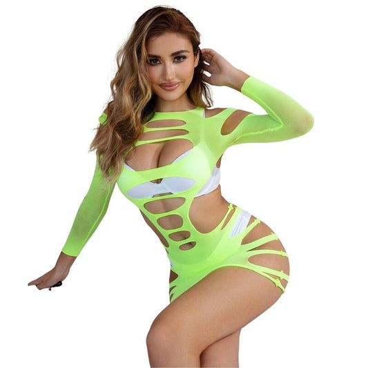 SUBBLIME - 952280 ROBE VERTE À MANCHES LONGUES EN MAILLE ÉLASTIQUE TAILLE UNIQUE