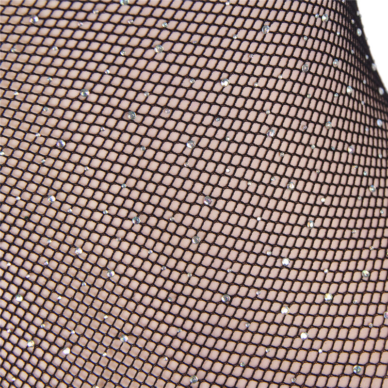 SUBBLIME - 952297 GLANZENDE MESH BODYSUIT MET OFF-THE-SHOW LANGE MOUWEN ZWART ONE SIZE