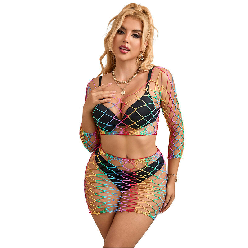 SUBBLIME - 952440 2-delige netset met lange mouwen, regenboog, één maat
