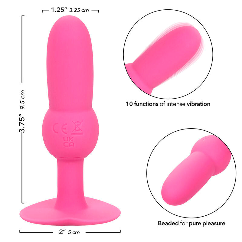 CALEXOTICS - PREMIER PLUG ANAL AVEC SONDE PERLÉE 10 VIBRATIONS ROSE