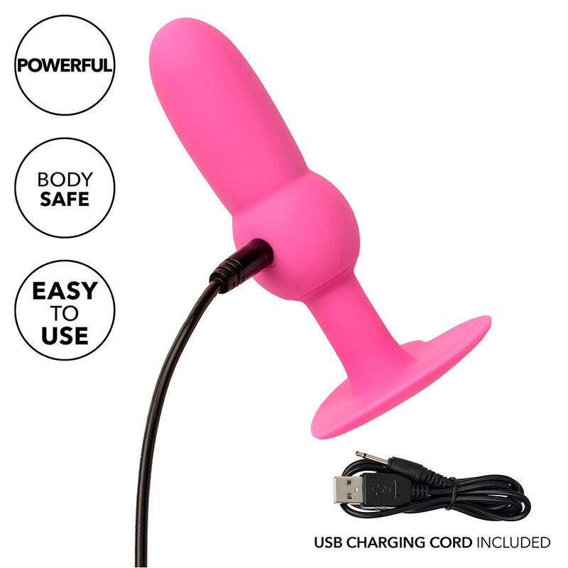 CALEXOTICS - PREMIER PLUG ANAL AVEC SONDE PERLÉE 10 VIBRATIONS ROSE