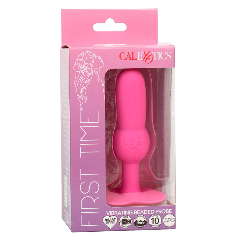 CALEXOTICS - PREMIER PLUG ANAL AVEC SONDE PERLÉE 10 VIBRATIONS ROSE
