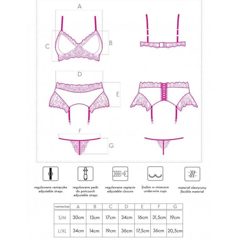 LIVCO CORSETTI FASHION - NAHIR LC 20214 bh + slip + jarretellegordel S/M