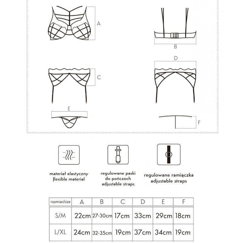 LIVCO CORSETTI FASHION - SOLEDAD LC 20217 BH + SLIP + JARRETELRIEM L/XL