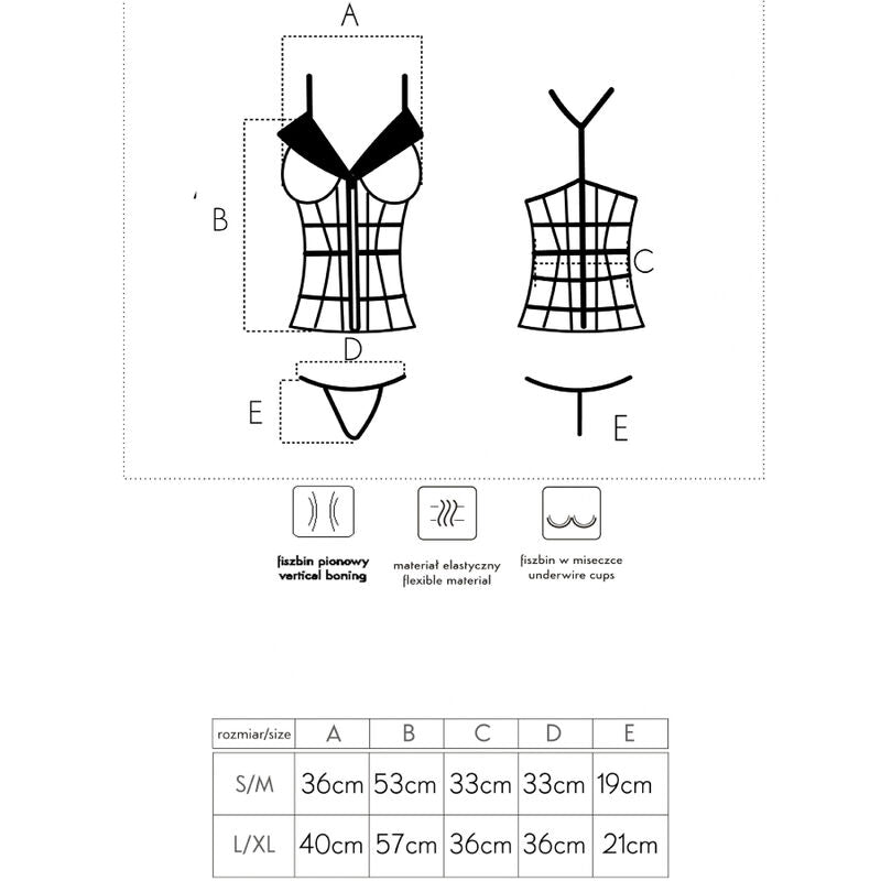 LIVCO CORSETTI FASHION - LAURA LC 20215 KORSET + STRING L/XL