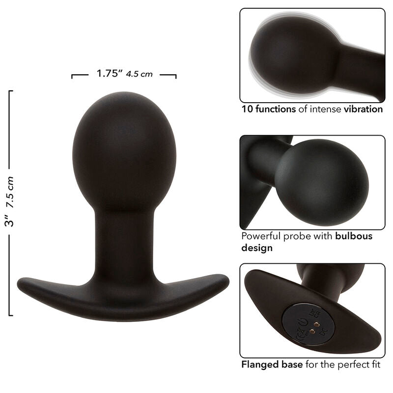 CALEXOTICS - PLUG ANAL ROCK BOTTOM 10 VIBRATIONS SILICONE NOIR