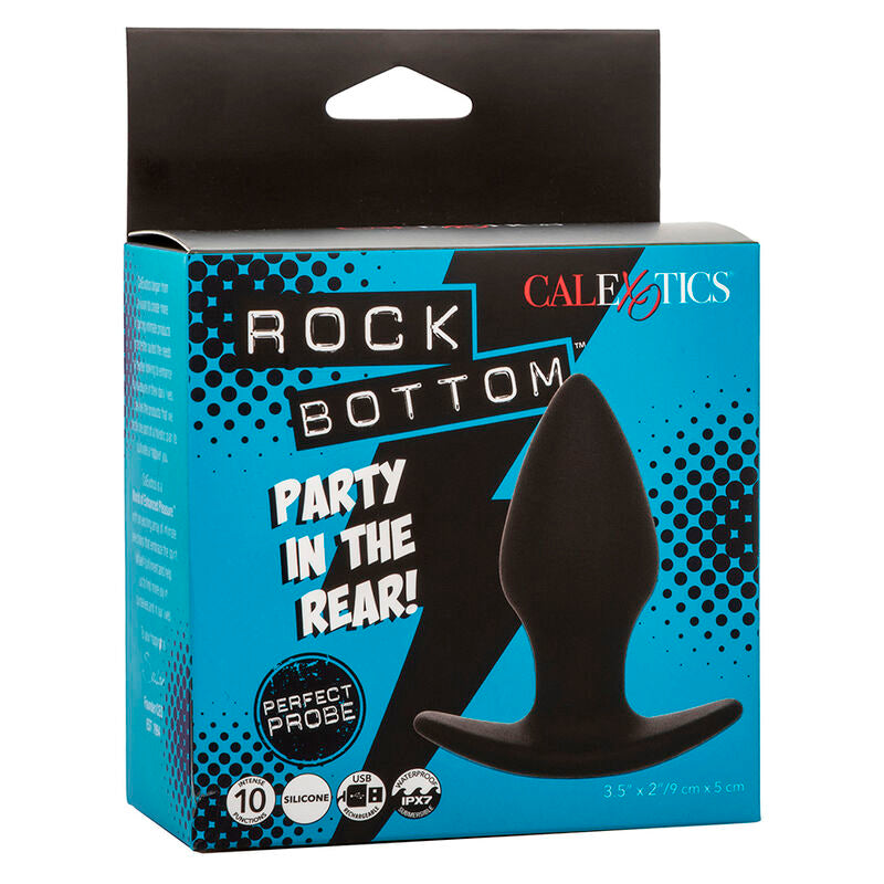 CALEXOTICS - ROCK BOTTOM PERFECTE ANALE PLUG 10 VIBRATIES SILICONEN ZWART