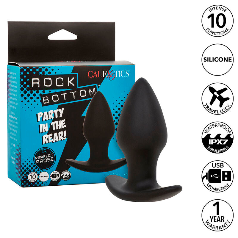 CALEXOTICS - ROCK BOTTOM PERFECT ANAL PLUG 10 VIBRATIONS SILICONE NOIR