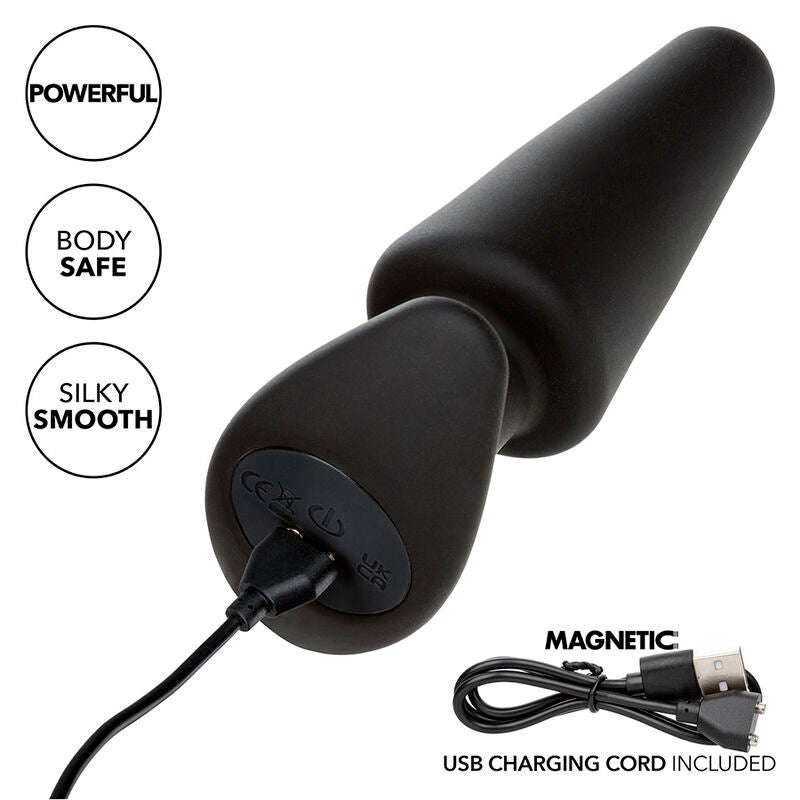 CALEXOTICS - PLUG ANAL CONIQUE ROCK BOTTOM 10 VIBRATIONS SILICONE NOIR