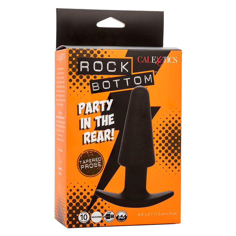 CALEXOTICS - PLUG ANAL CONIQUE ROCK BOTTOM 10 VIBRATIONS SILICONE NOIR