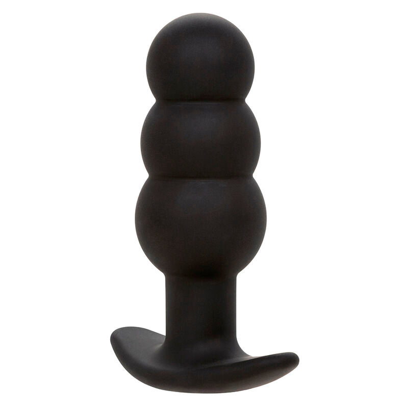 CALEXOTICS - ROCK BOTTOM ANAAL PLUG MET PARELS 10 VIBRATIES SILICONEN ZWART