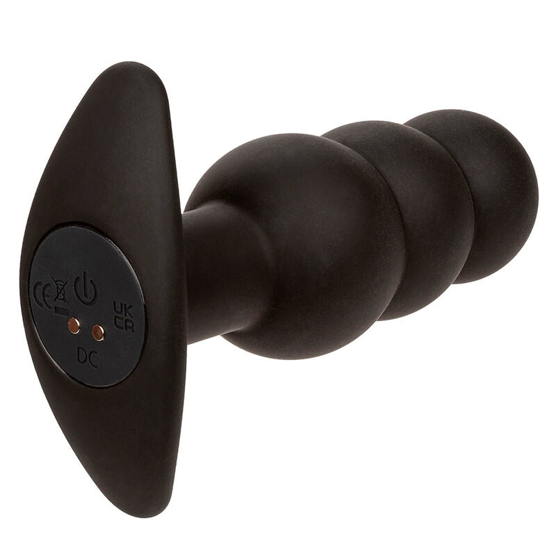 CALEXOTICS - ROCK BOTTOM ANAAL PLUG MET PARELS 10 VIBRATIES SILICONEN ZWART