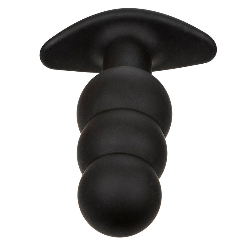 CALEXOTICS - ROCK BOTTOM ANAAL PLUG MET PARELS 10 VIBRATIES SILICONEN ZWART