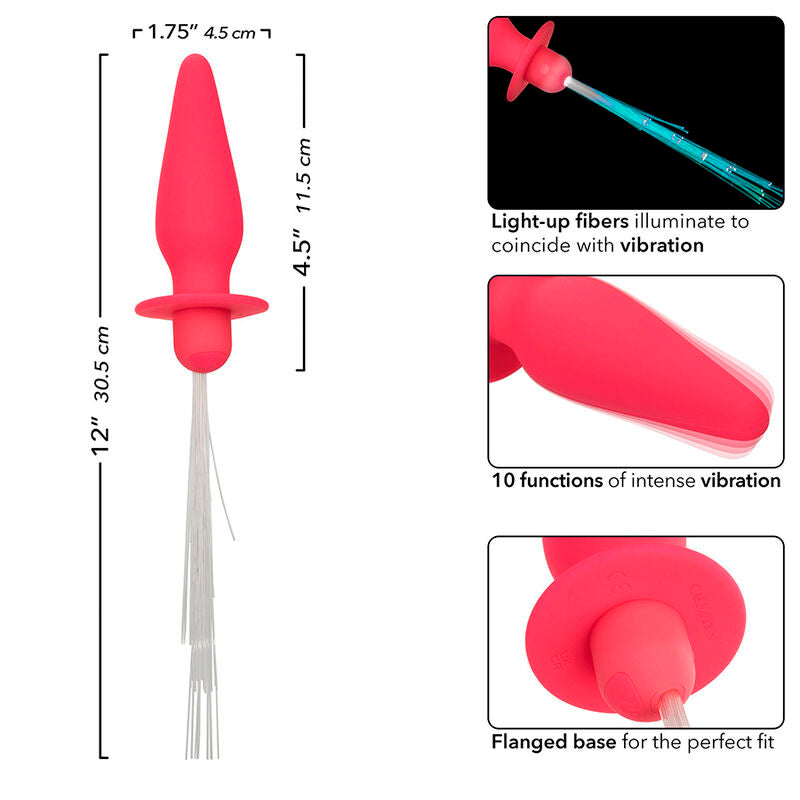 CALEXOTICS - SOUTHERN LIGHTS LIGHT UP PLUG ANAL ILLUMINANT 10 VIBRATIONS SILICONE ROSE