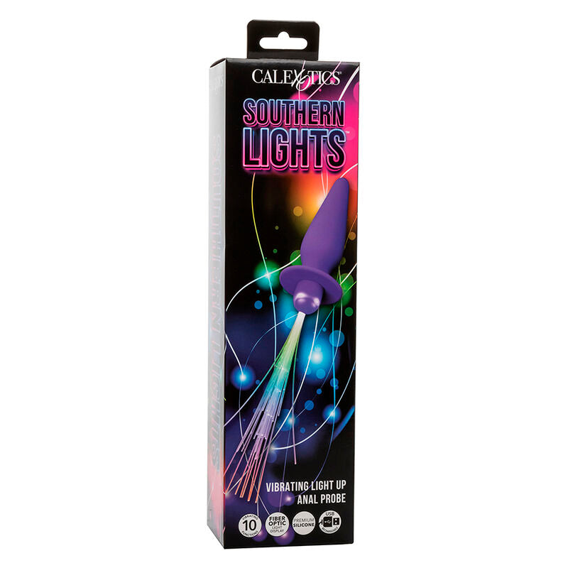 CALEXOTICS - SOUTHERN LIGHTS LIGHT UP GLOW ANAL PLUG 10 VIBRATIONS SILICONE PURPLE